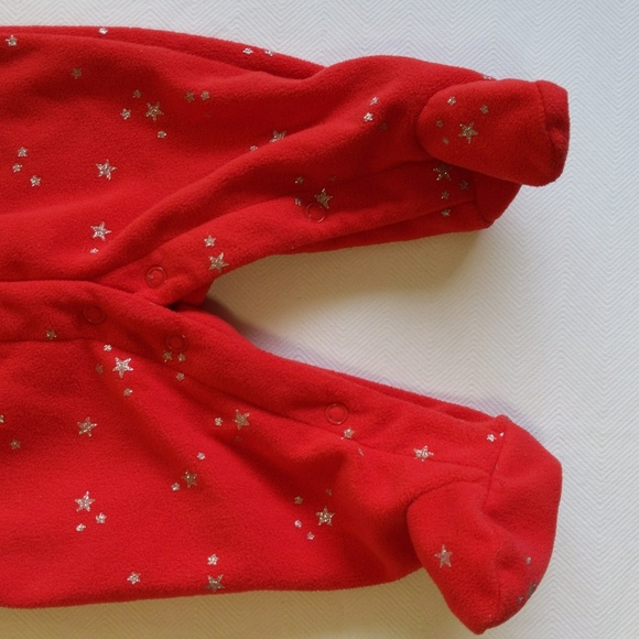 child of mine by carter's red fleece penguin snap footie sleeper pajamas 3 month - Picture 3 of 8